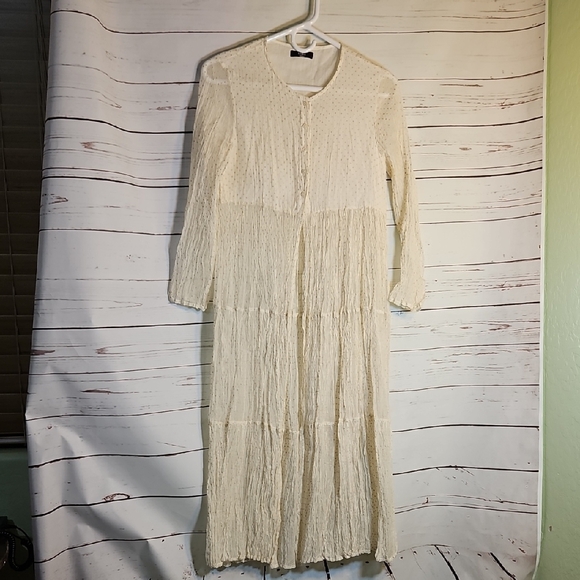 Tilla  Cream Long Sleeve Maxi Dress,Small - Picture 1 of 8